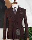 Mario Casas Men's Two-Piece Suit - Brown Strips - 2