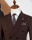Mario Casas Men's Two-Piece Suit - Brown Strips - 4