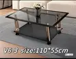 Rectangular Tempered Glass & Stainless Steel Tea Table (110x55cm) - 2