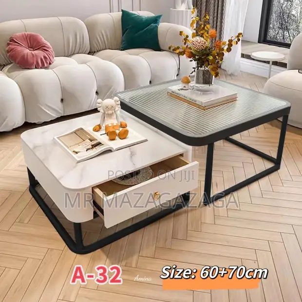 Light Luxury Rock Plate Coffee Table 60x70cm - 1