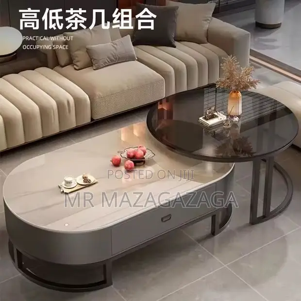Italian Light Luxury Oval Glass Coffee Table 100x50x60cm - 1