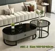 Italian Light Luxury Oval Glass Coffee Table 100x50x60cm - 2