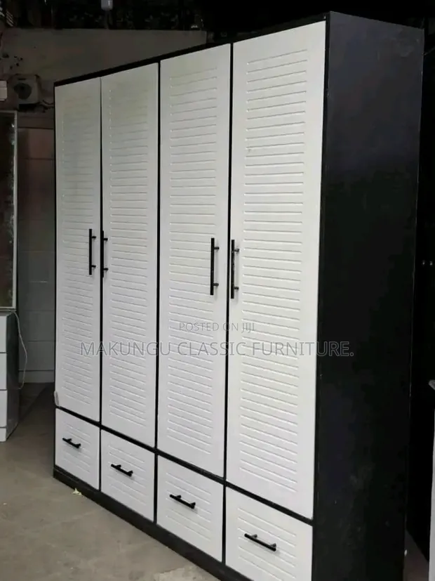 Woodstock 4-Door Wardrobe - Multicolored/Black - 1