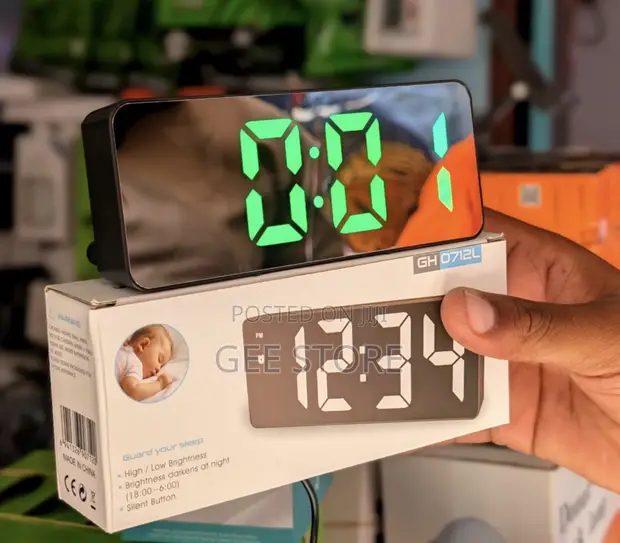 GH-0712L Digital LED Table Clock with Mirror - 1