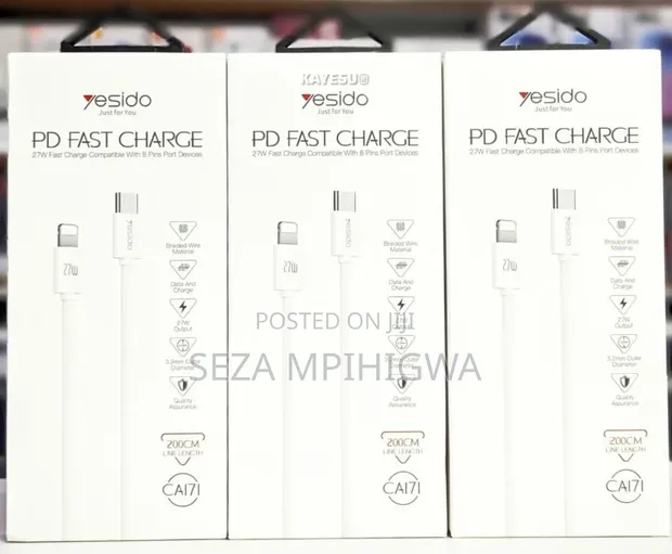 27W USB-C PD Fast Charger with 2m Type-C to Lightning Cable - 1