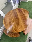 Modern Mninga Wood Coffee Table with Side Stools - 2