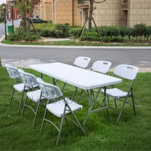 Portable Folding Table with 6 Chairs (180x75cm) for Outdoor