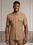 Black Smart Brown Buttons Suit - 1