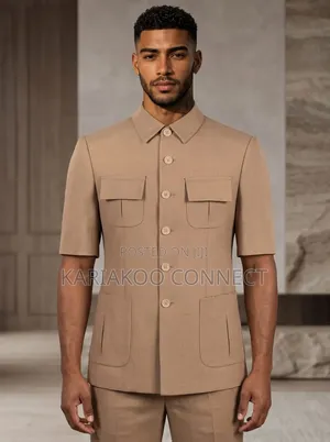 Black Smart Brown Buttons Suit