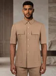 Black Smart Brown Buttons Suit - 2