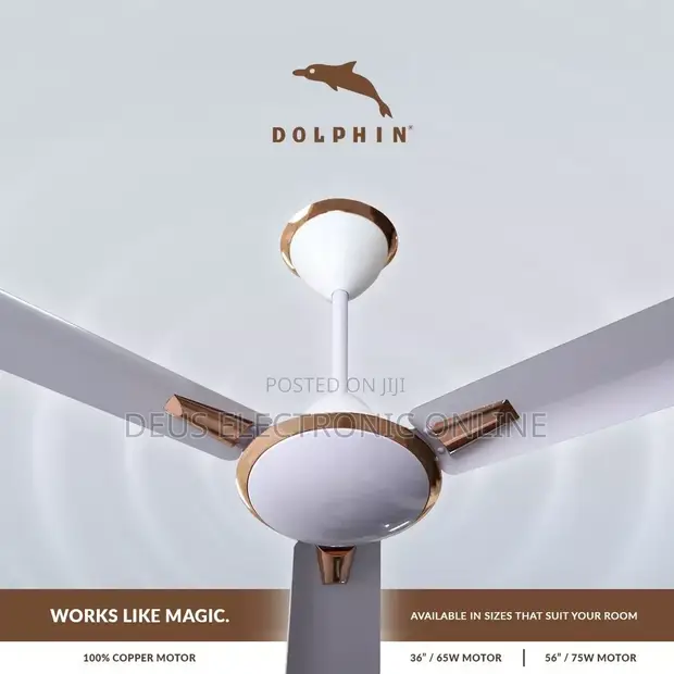 Dolphin Ceiling Fan Gold - Ukubwa 36" & 56" - 1