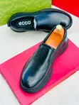 Viatu vya Ngozi vya Ecco vya Wanaume Nyeusi Moccasins - 2