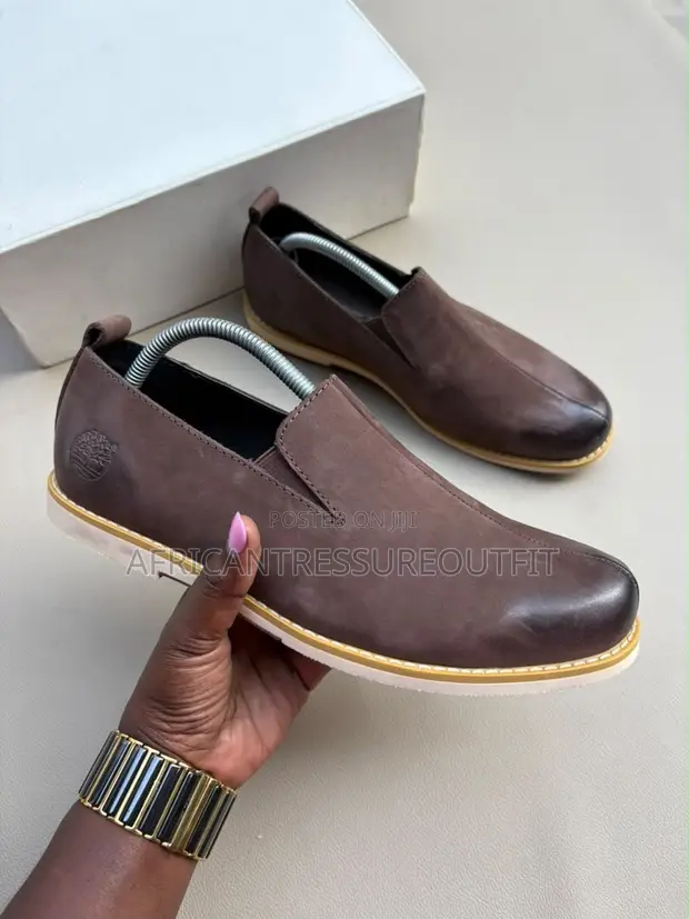 Timberland Slip-On Leather Shoes with White Outsole - 1