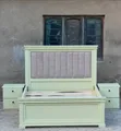 Wooden Bed (5/6) with Bedside Table - 1