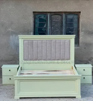 Wooden Bed (5/6) with Bedside Table