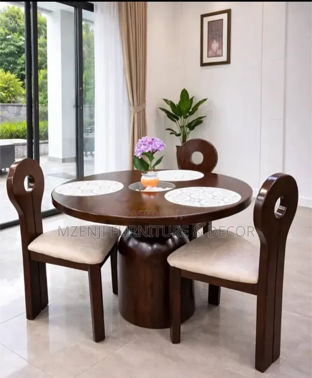 4-Seater Dining Table - Mninga Wood - 1