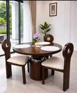 4-Seater Dining Table - Mninga Wood - 1