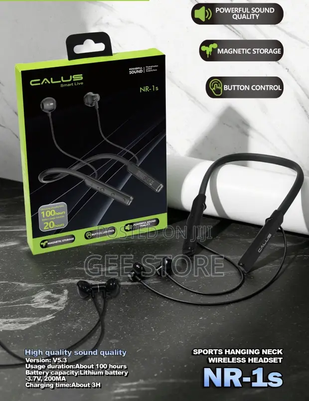 Calus Smart Live NR-1s Black Sports Hanging-Neck Wireless Headset - 1