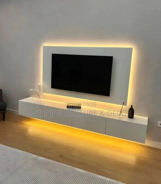 TV Unit Classic Design - White Wood - 1