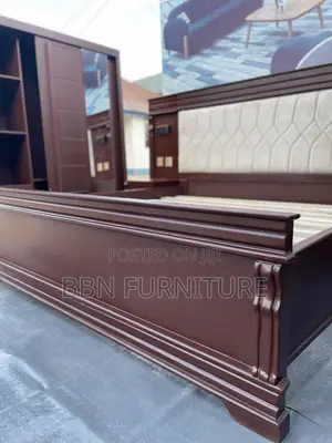 Modern Bed Frame with 2 Bedside Tables and Lights