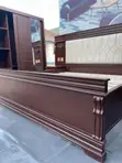 Modern Bed Frame with 2 Bedside Tables and Lights - 1