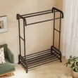 Heavy Duty Clothes Rack with Double Rods and Shelf - 2