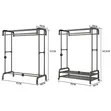 Heavy Duty Clothes Rack with Double Rods and Shelf - 3