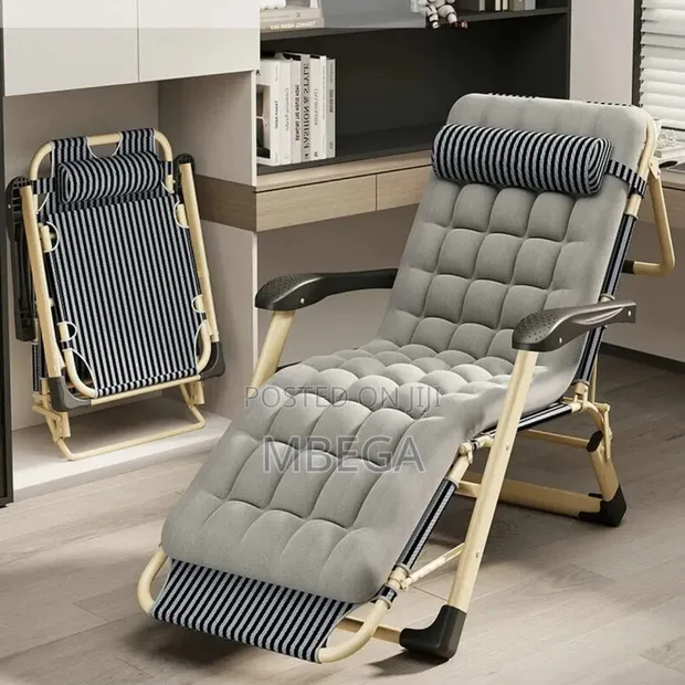 Folding Reclining Camping Bed with Footrest - 1