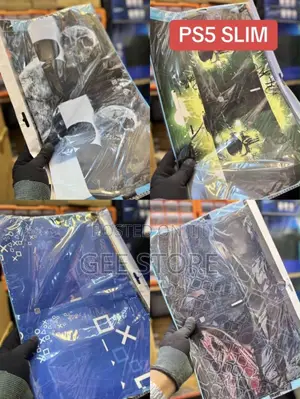 PS5 Slim Console Faceplate Skin - Black and White Graphic