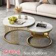 Nesting Coffee Table Set (CT80-6) - Faux Marble & Gold - 1