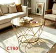Coffee Table CT90 - Round Glass Top, Geometric Metal Base - 2