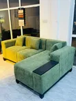Green L-Shape Sofa with Fibers and Spring - 2