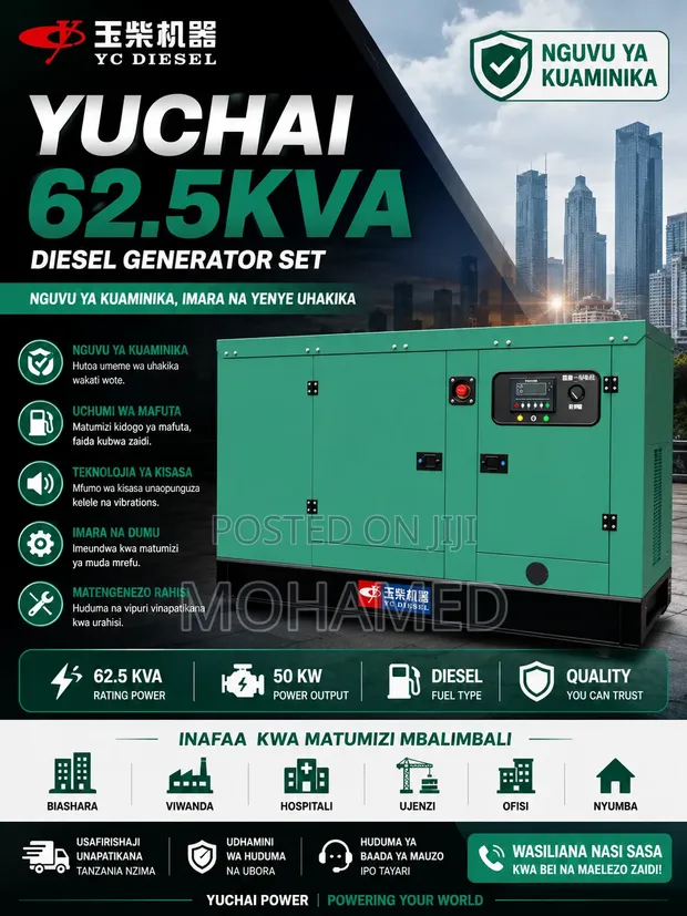 Yuchai 62.5kVA / 50kW Diesel Generator - 1