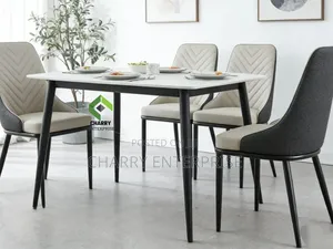Modern Marble Top Dining Table Set with 4 Chairs