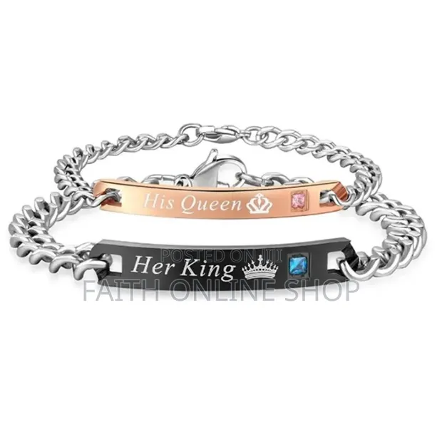 His Queen Her King Matching Couple Bracelets Set - 1