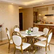 Luxury Modern Gold Finish Round Dining Set with Lazy Susan (6 Seaters) - 1