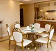 Luxury Modern Gold Finish Round Dining Set with Lazy Susan (6 Seaters) - 2