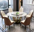 Modern Luxury Round Marble Dining Set with 6 Chairs - 1