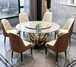 Modern Luxury Round Marble Dining Set with 6 Chairs - 2