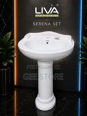 White Ceramic Pedestal Wash Basin - Serena Set