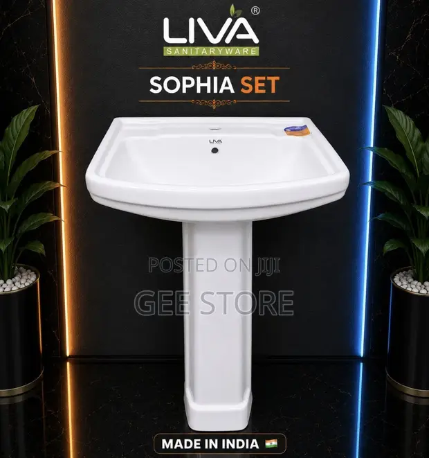 Baseni Nyeupe ya Keramik yenye Mguu Kamili - Liva Sophia Set - 1