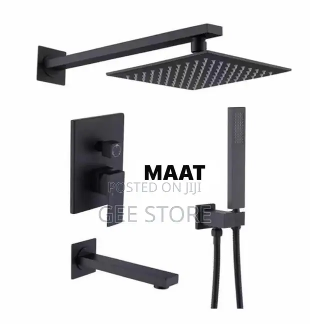 Maat Concealed Matte Black Shower Mixer Set - 1
