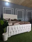 White Leather Bed Sofa - Brand New - 1