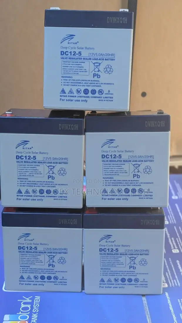RITAR DC12-5 Deep Cycle Solar Battery 12V 5.0Ah - 1