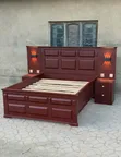 Solid Wood Queen Bed Frame with Chocolate Color Bedsides - 2