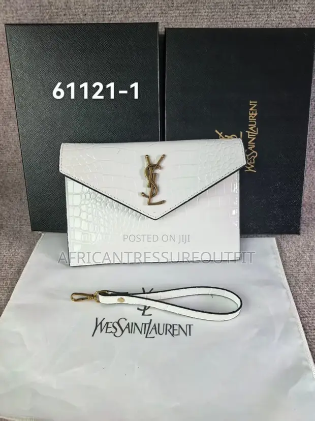Yves Saint Laurent Uptown Pouch - Crocodile Embossed Shiny Leather - 1