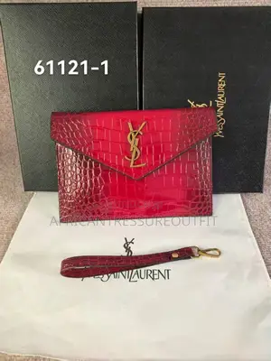Yves Saint Laurent Uptown Pouch - Crocodile Embossed Shiny Leather
