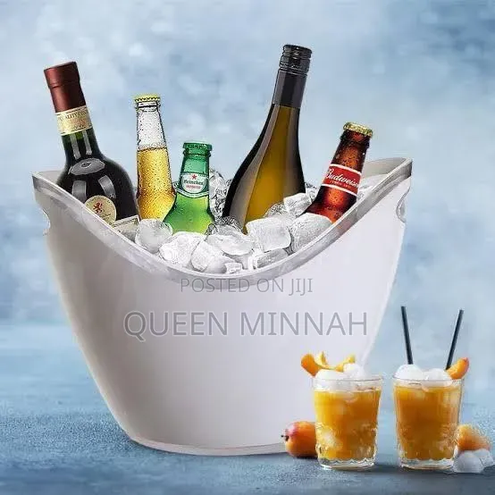 White Ice Bucket with Curved Rim - 1