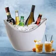 White Ice Bucket with Curved Rim - 1