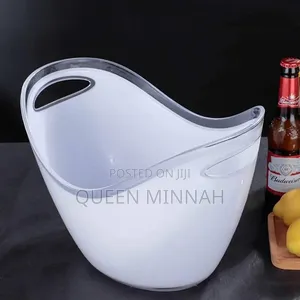 White Ice Bucket with Curved Rim